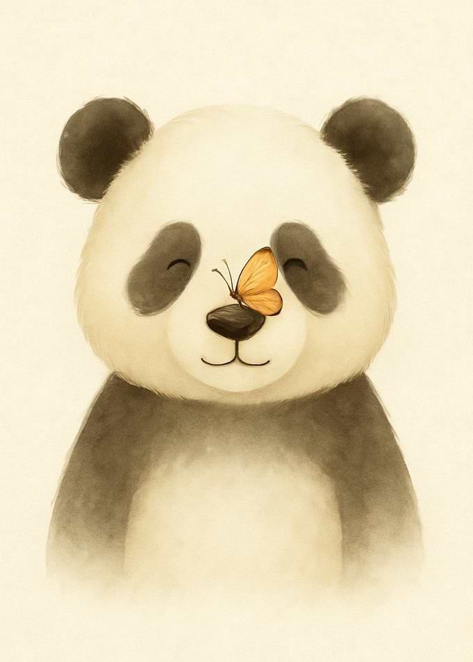 Cute Panda with Butterfly
