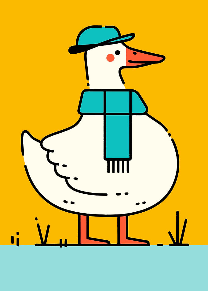 Goose in a Hat and Scarf