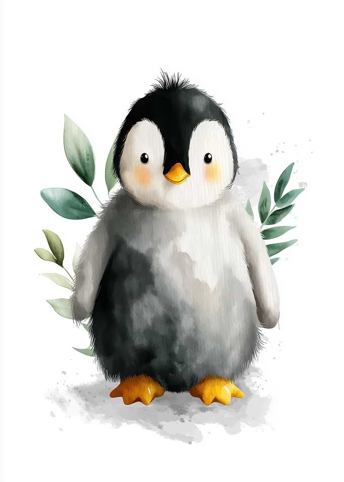 Cute Watercolor Penguin