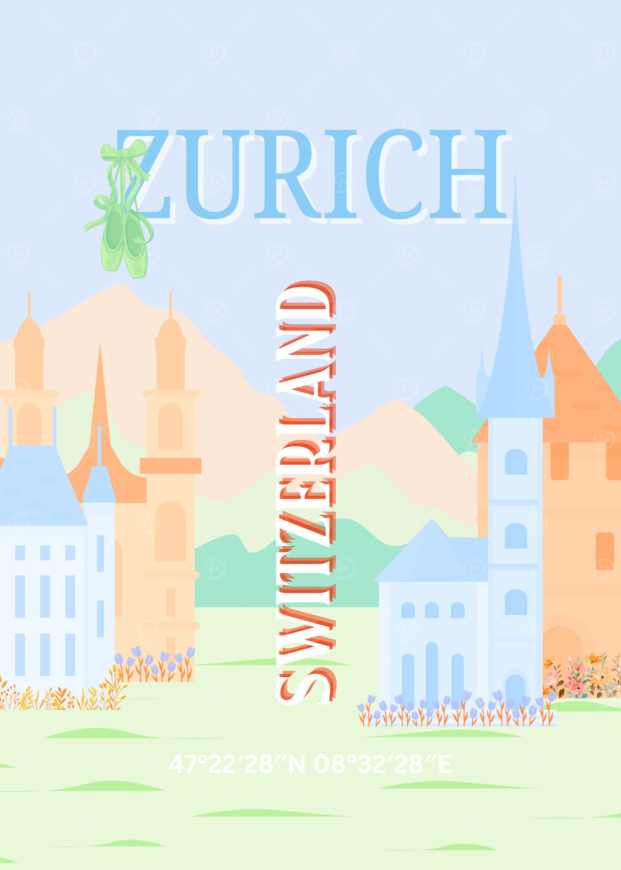Zurich, Switzerland Illustration