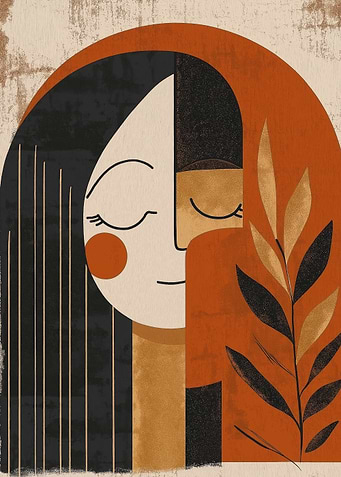 Abstract Woman with Leaves