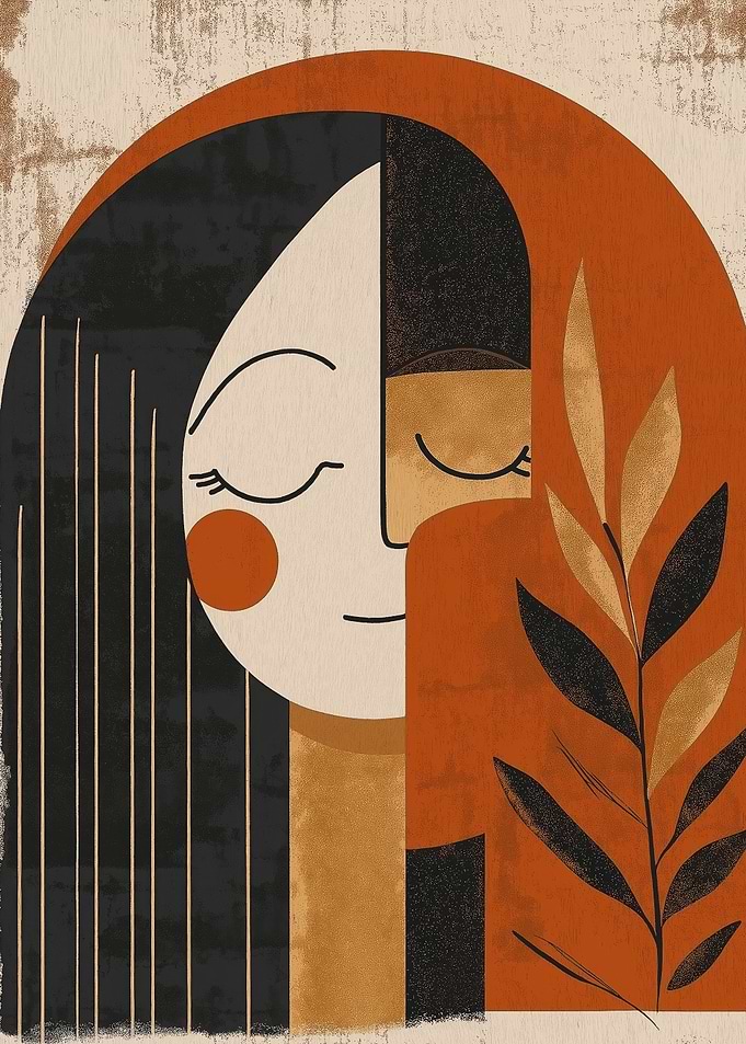 Abstract Woman with Leaves