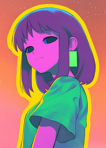 Anime Girl with Neon Colors