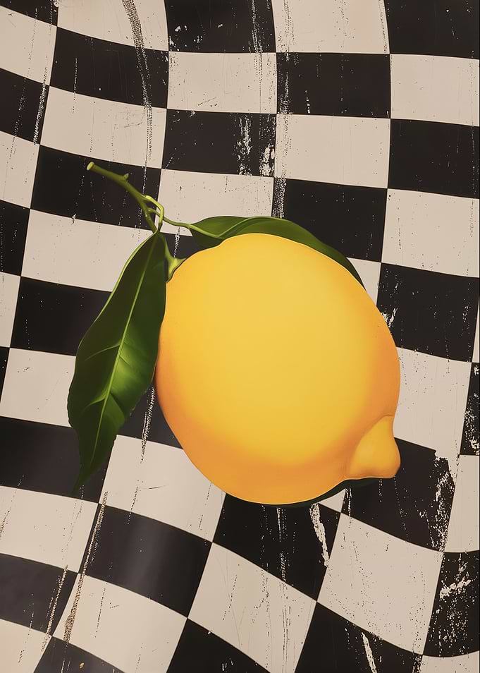 Lemon on Checkered Background