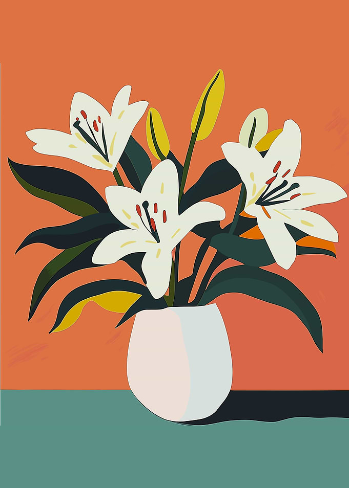 White Lilies in Vase