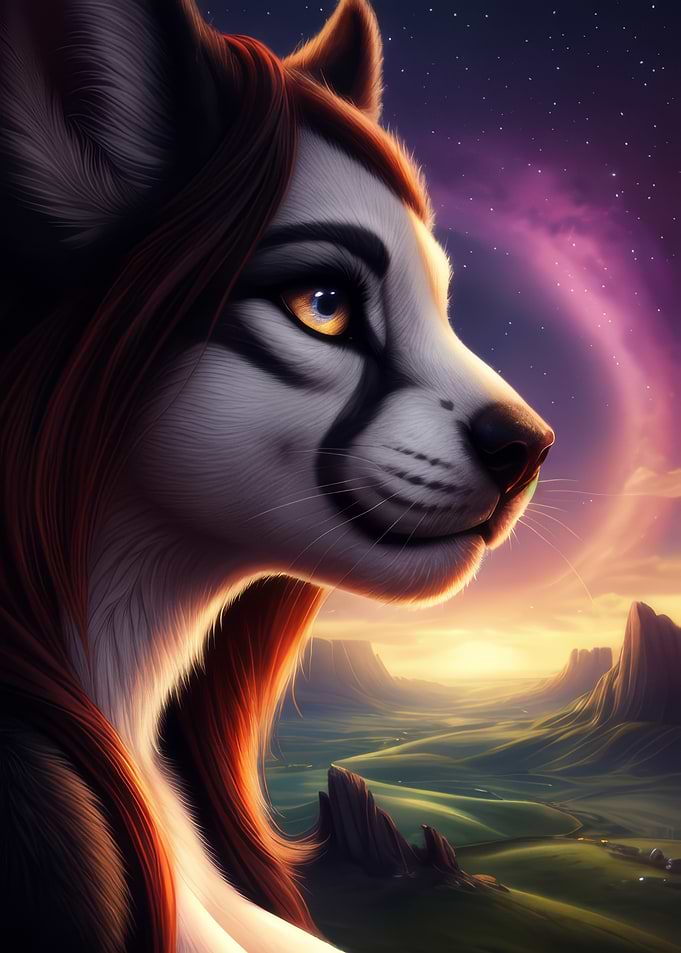 Furry Portrait with Sunset