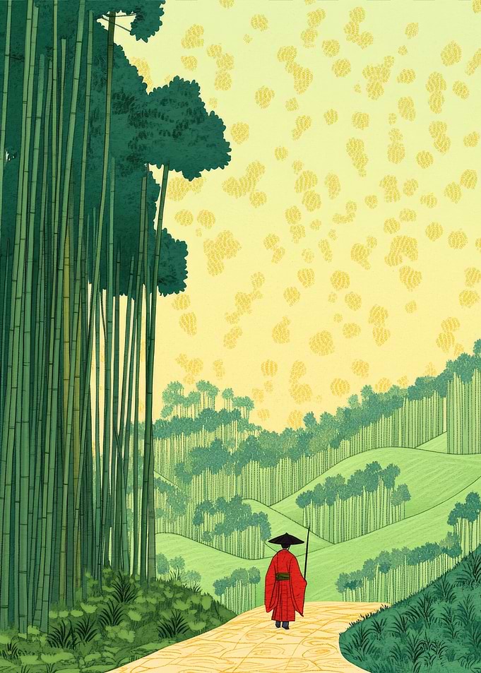 Monk in Bamboo Forest