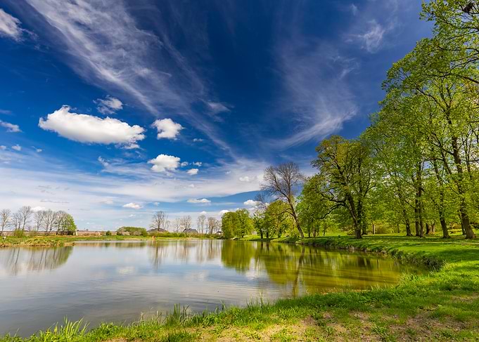 Serene Pond Landscape, Poland