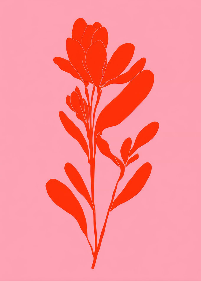 Red Flower on Pink