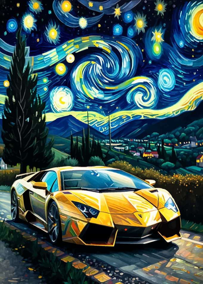 Lamborghini Reventon Under Starry Night