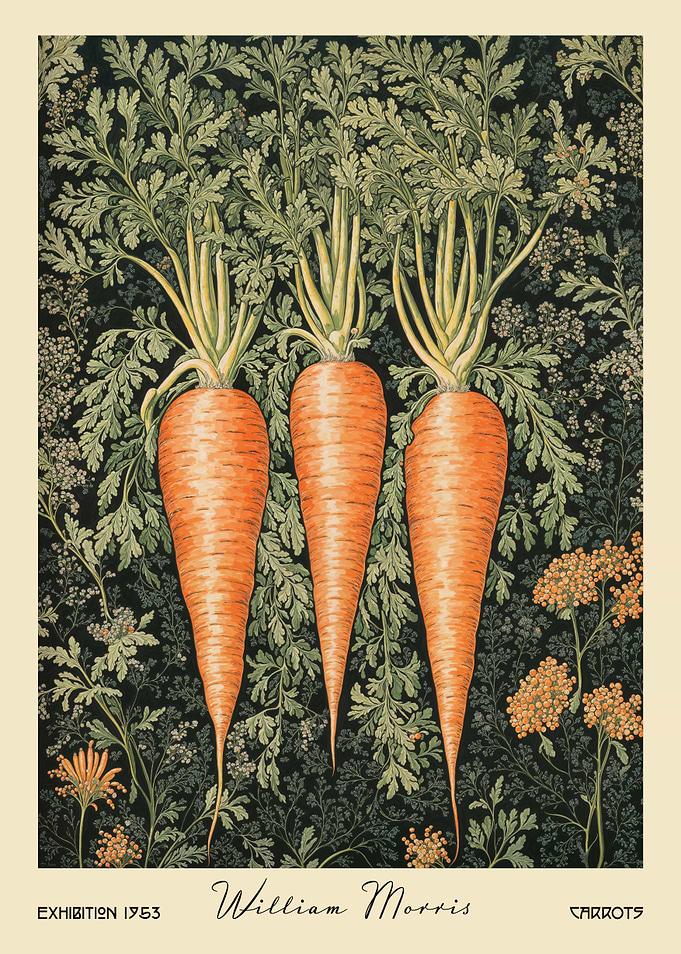 William Morris Carrots Kitchen Botanical