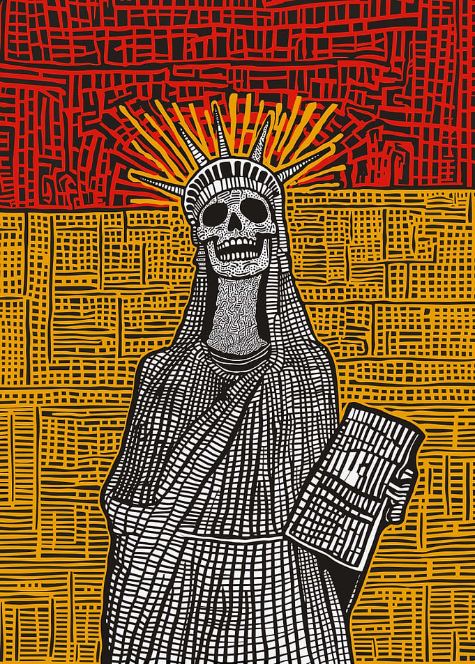 Pop Art Day of the Dead Liberty Skull