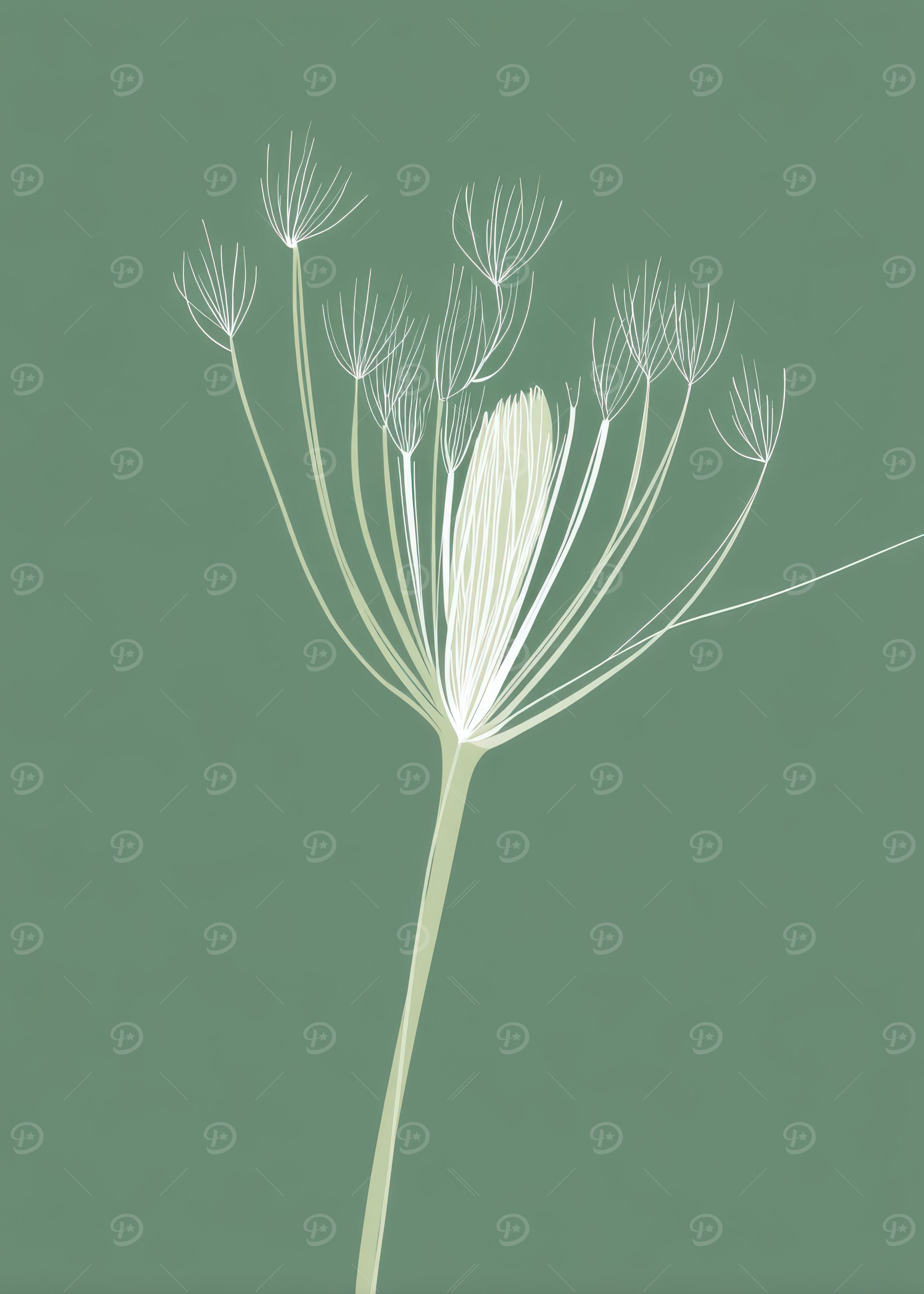 White Flower on Green Background