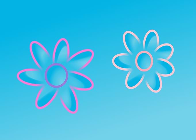 Blue and Pink Pastel Flowers