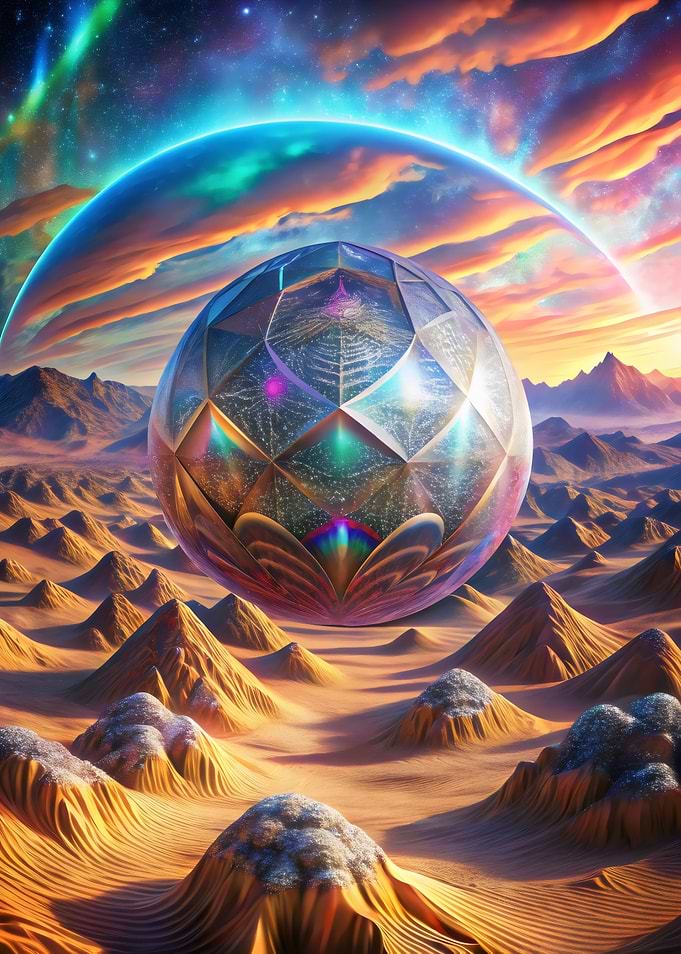 Crystal Egg in Desert Landscape