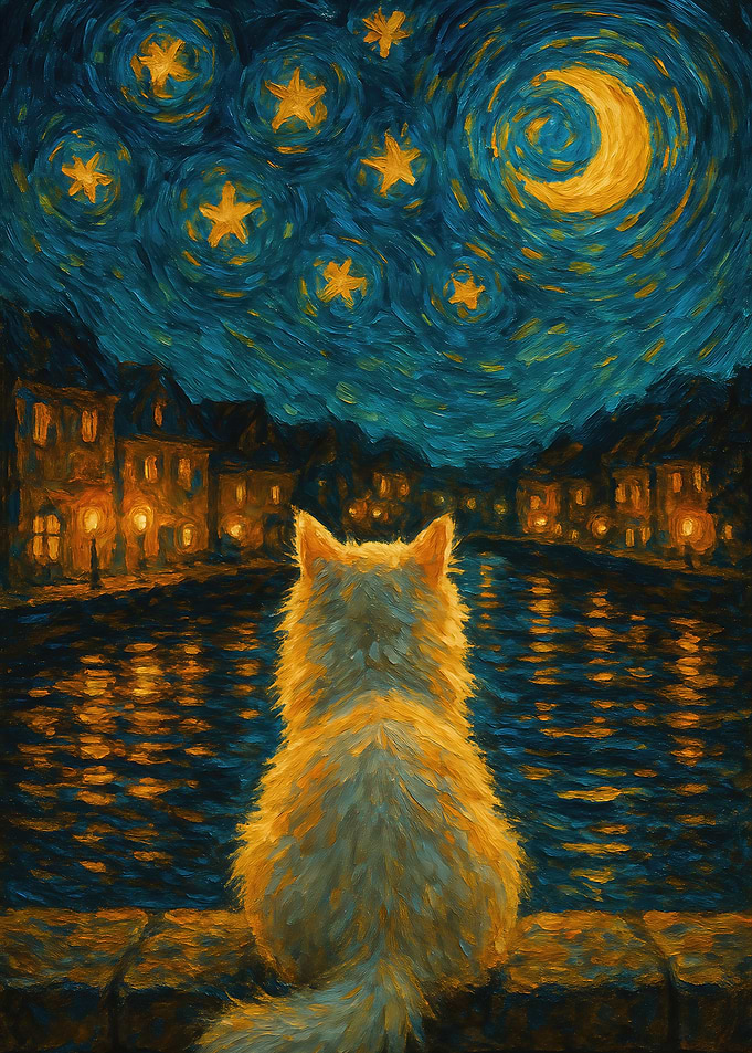 Starry Night and the White Cat