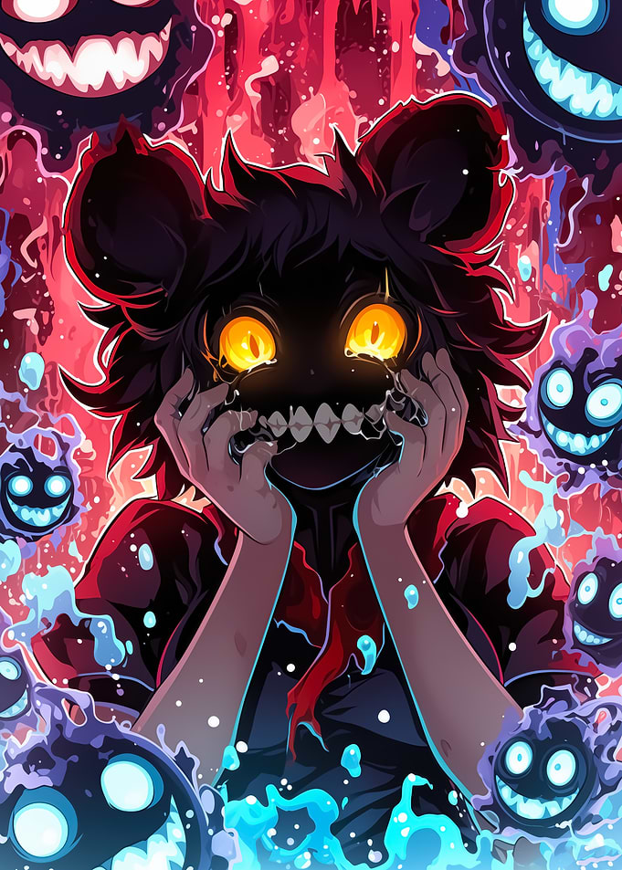 Smiling Character with Glowing Eyes
