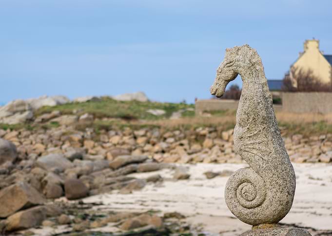 Stone Seahorse Sculpture