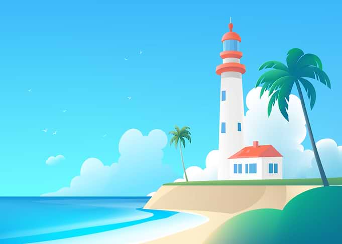 Lighthouse on a Sunny Beach