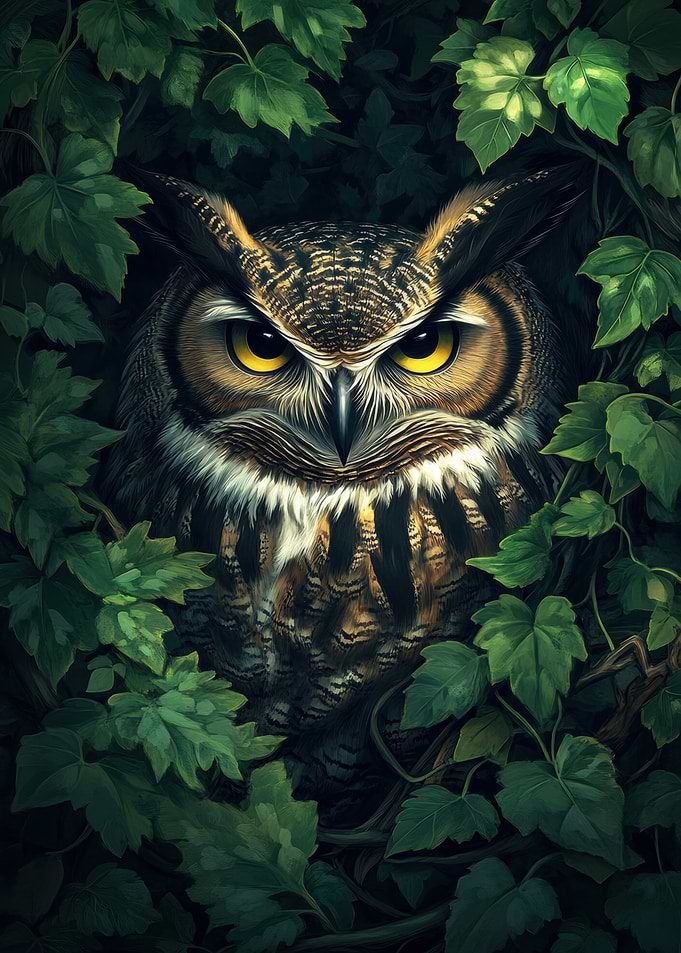 Great Horned Owl in Foliage