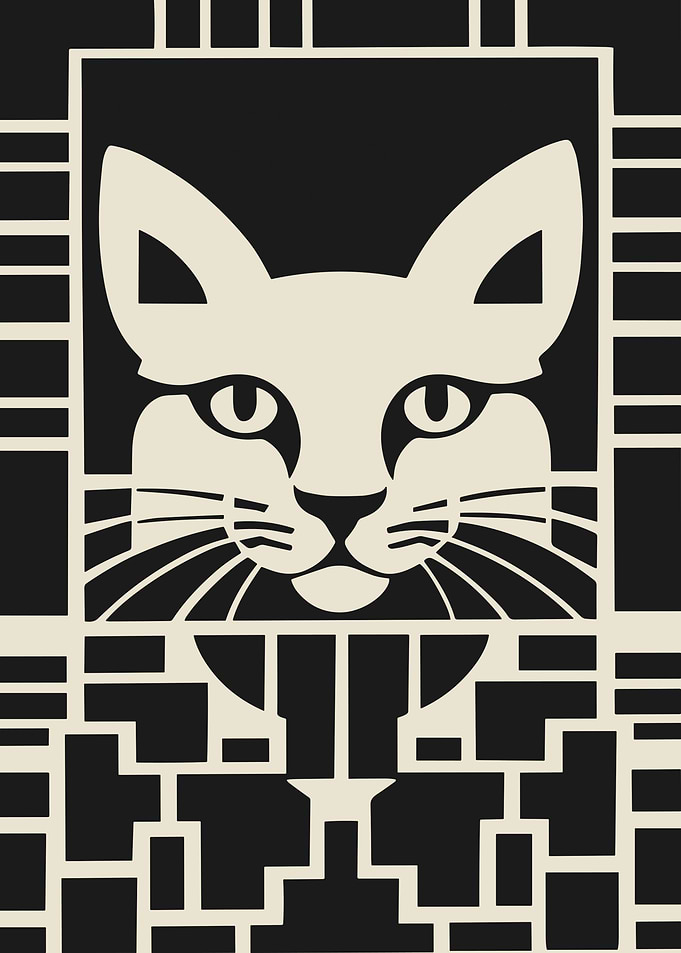 Art Deco Cat Portrait