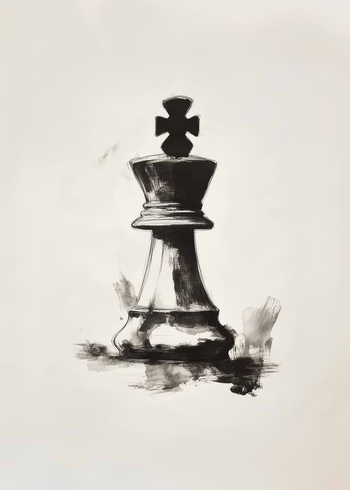 Chess King Ink Drawing