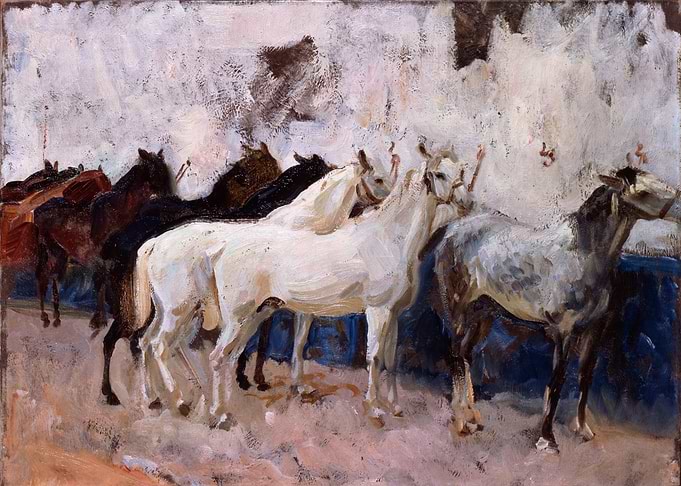 Horses in a Stable