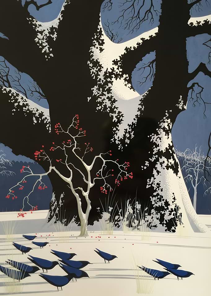 Winter Crows Under a Tree