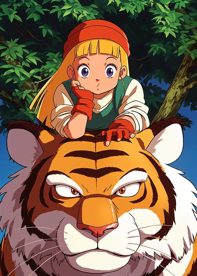 Tiger and Girl Anime Art