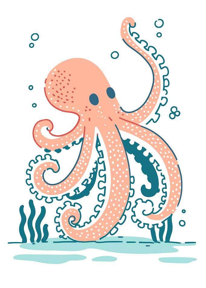 Cute Pink Octopus Illustration