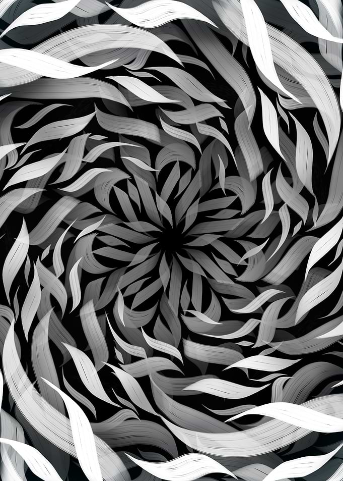 Abstract Black and White Floral Pattern