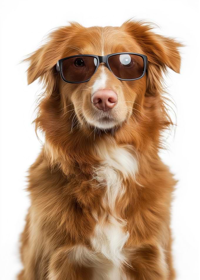 Cool Nova Scotia Duck Tolling Retriever Dog Wearing Sunglasses