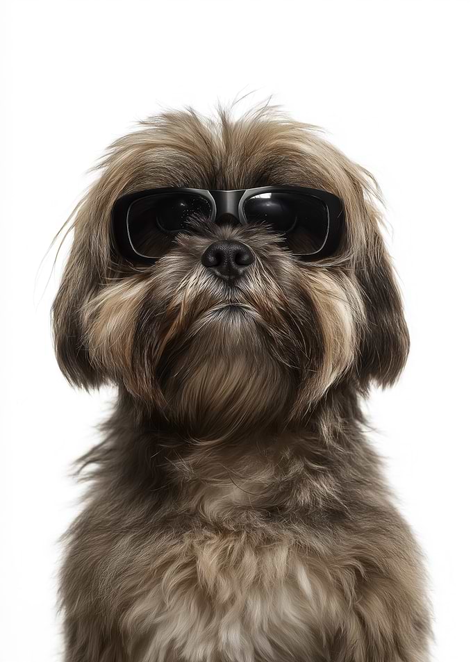 Cool Lhasa Apso Dog Wearing Sunglasses