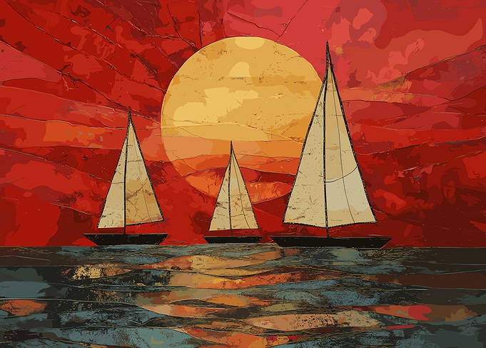 Beautiful Sailboats at Sunset