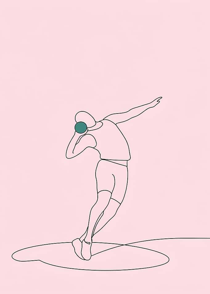 Shot Put Athlete Minimalist Line Art