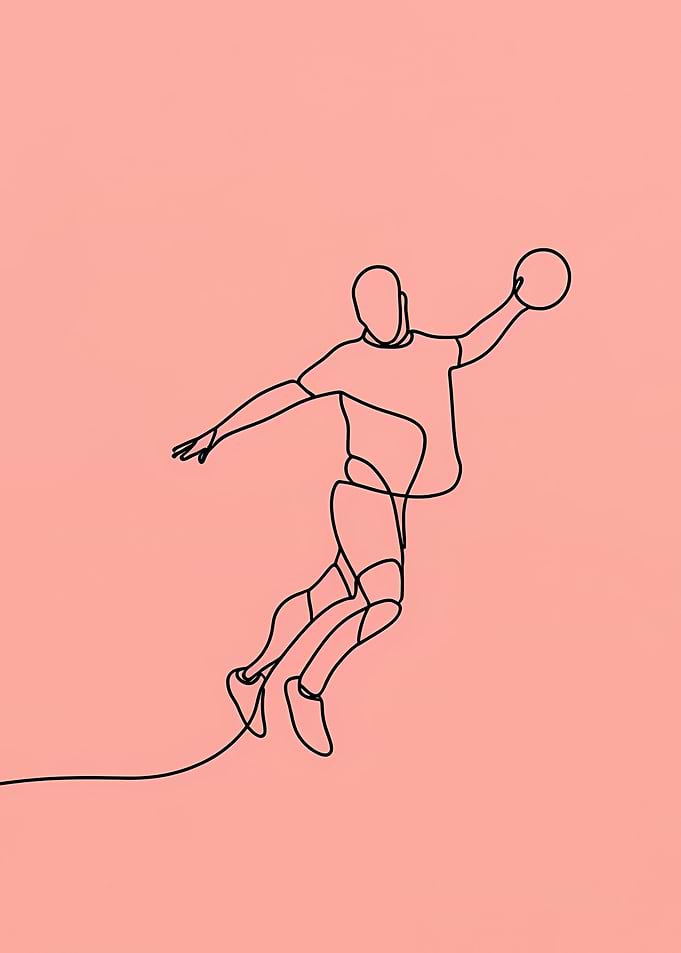 Handball Player Minimalist Line Art