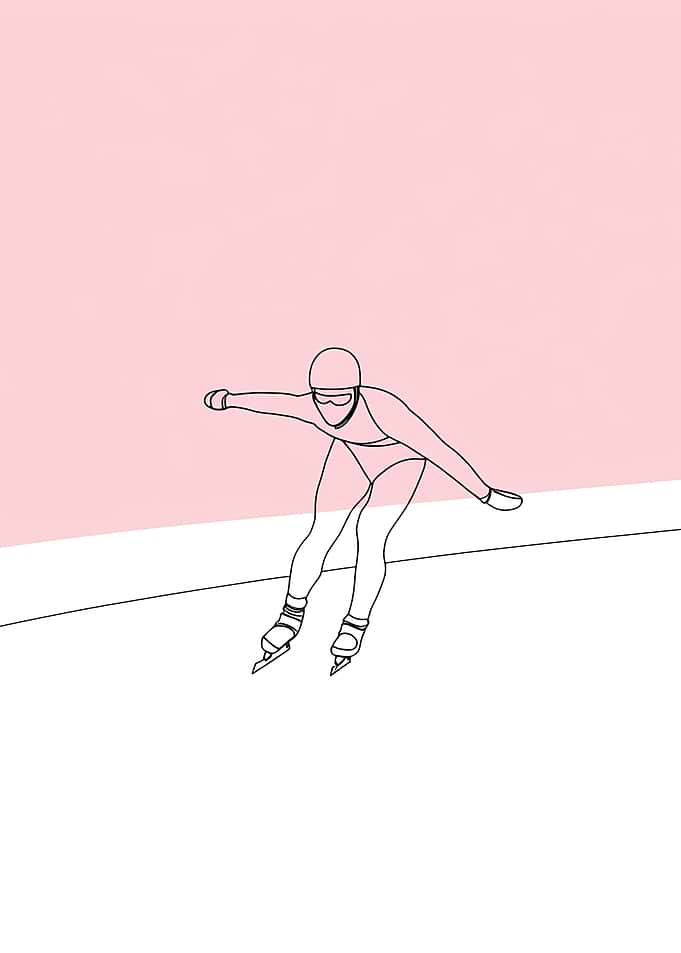 Speed Skating Minimalist Line Art