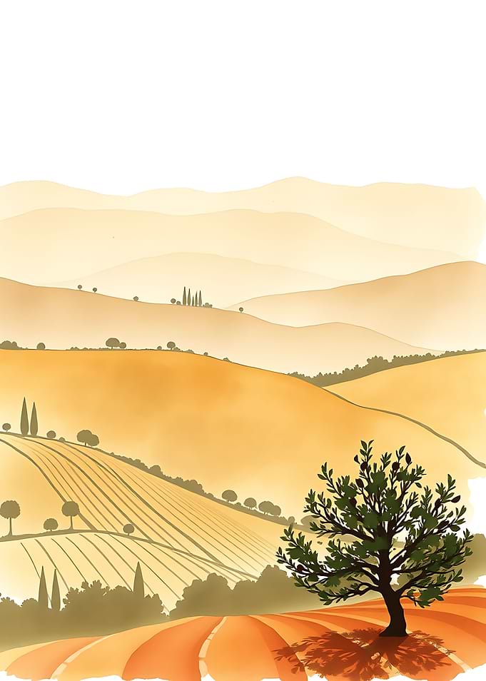 Tuscan Landscape Watercolor