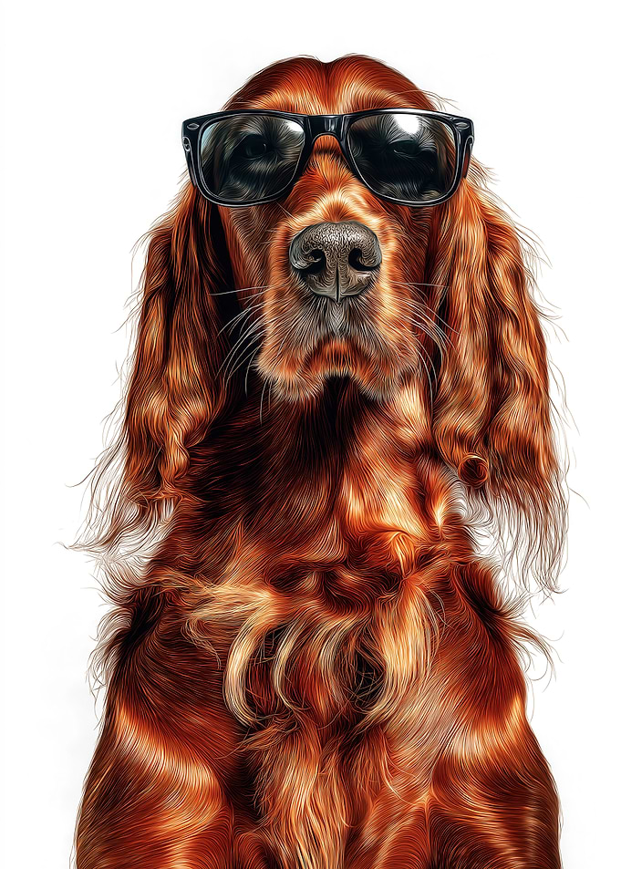 Cool Irish Setter Dog in Sunglasses