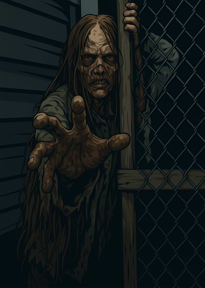 Zombie Reaching Through Fence