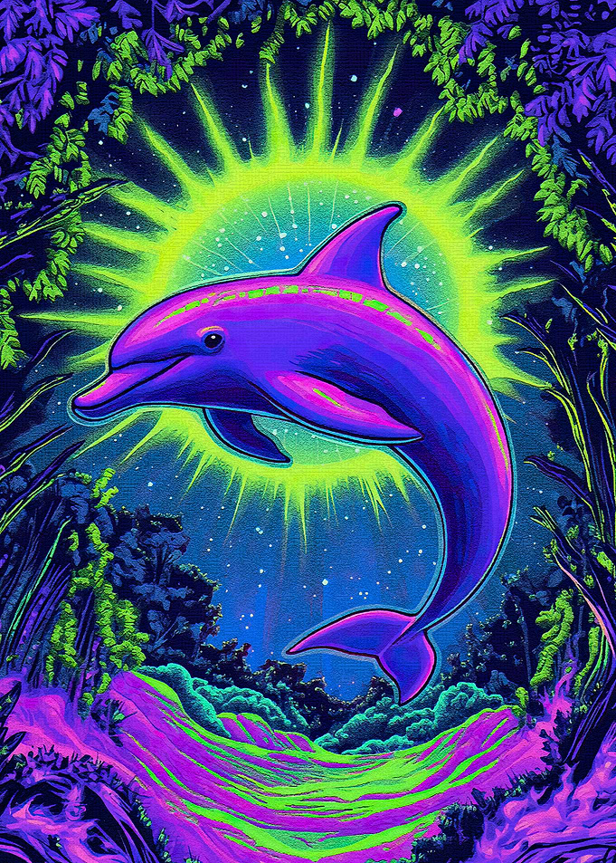 Neon Dolphin Forest