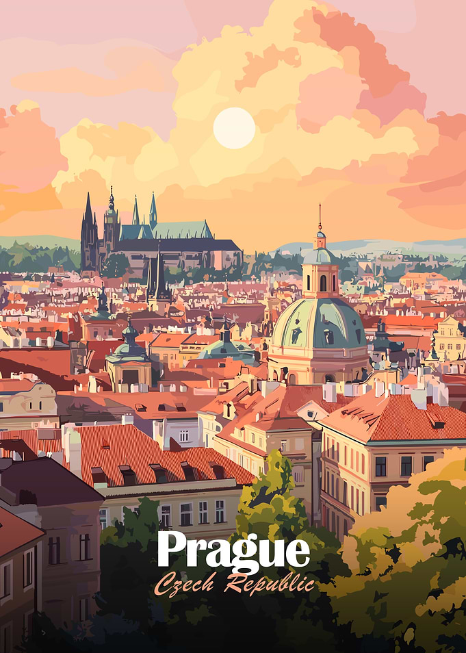 Prague Cityscape Sunset