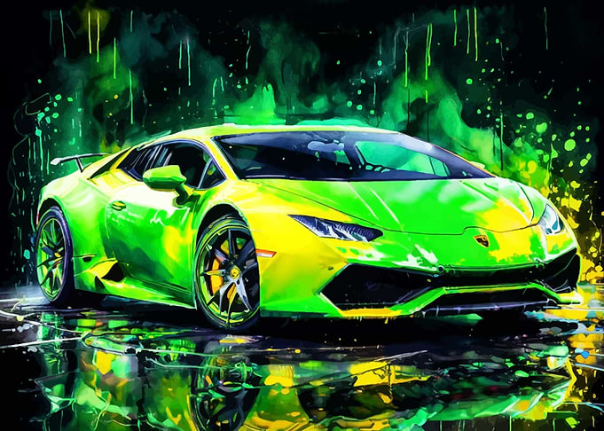 Green Lamborghini Art