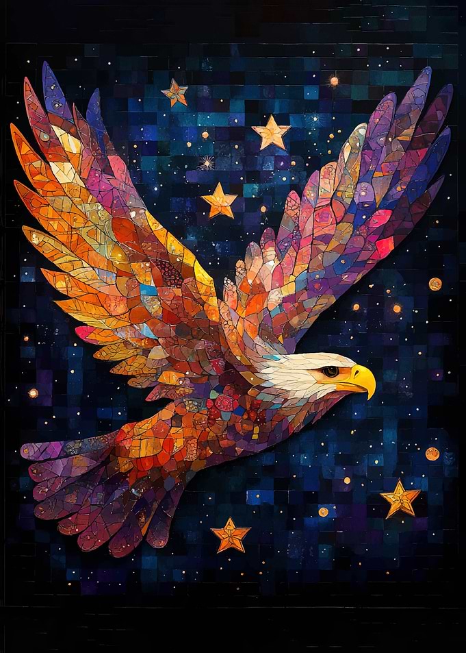 Mosaic Eagle in Night Sky