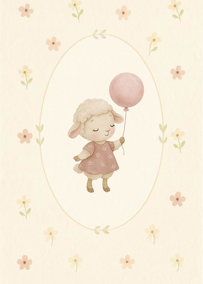 Cute Lamb with Balloon