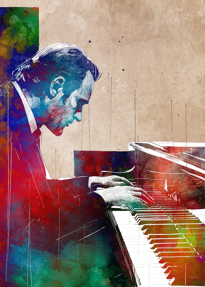 Pianist Watercolor Art