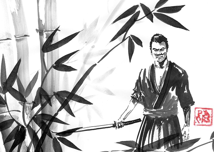 Samurai in Bamboo Forest