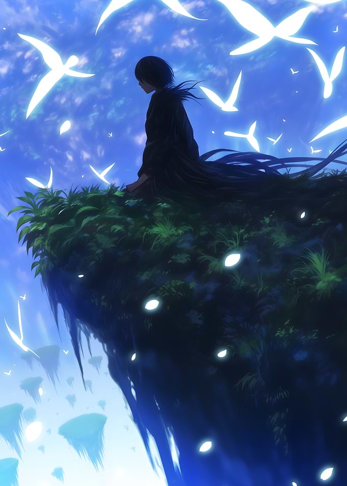 Silhouette of a Figure on a Cliff