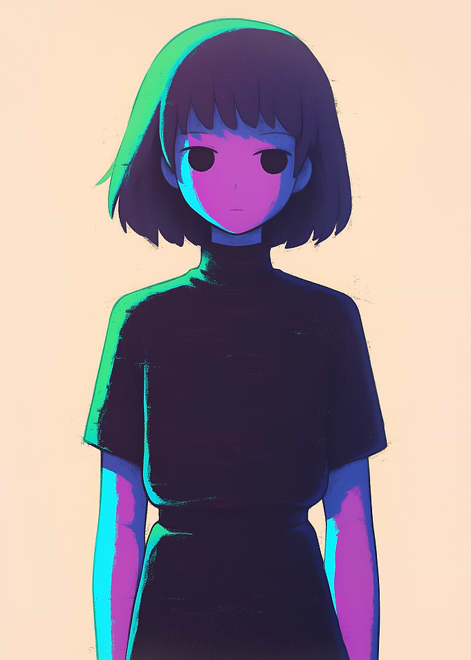 Anime Girl with Neon Glow