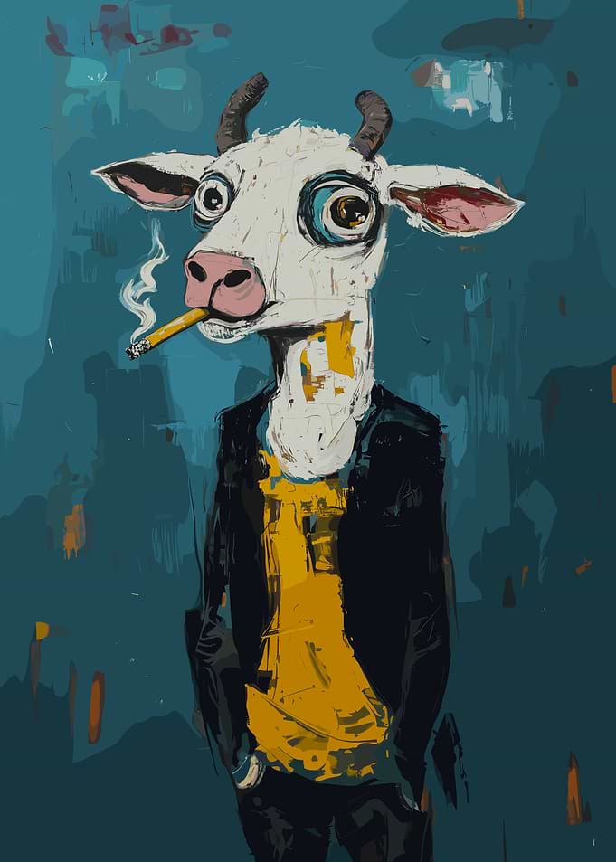 Cool Cow with Cigarette